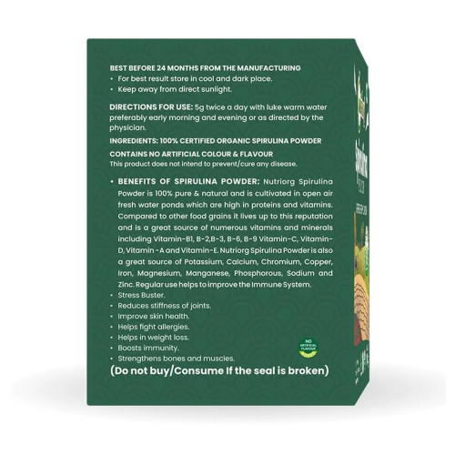 Nutriorg Certified Organic Spirulina Powder (100g)