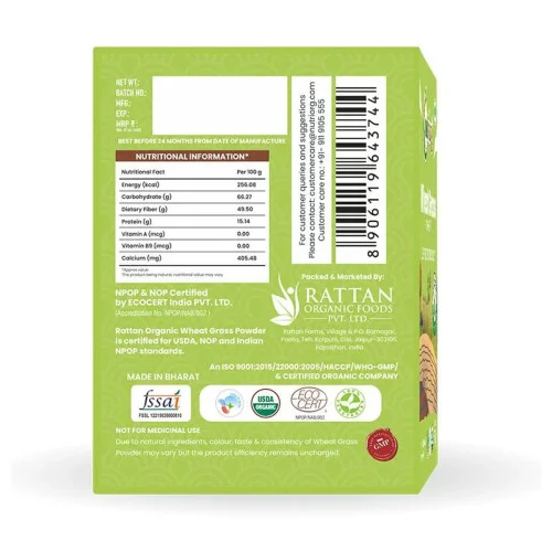 Nutriorg Certified Organic Wheatgrass Powder (75g)