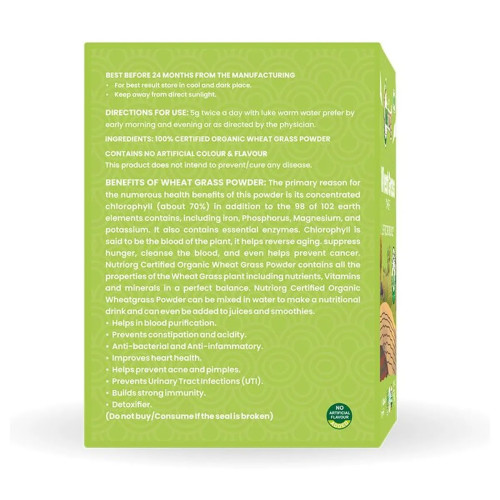 Nutriorg Certified Organic Wheatgrass Powder (75g)