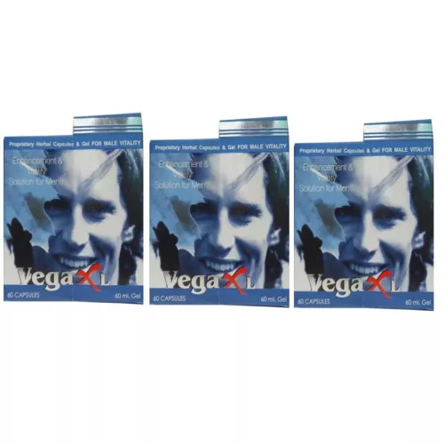 VXL Ayurvedic Vega XL Enlargement & Vitality Solution (60  Capsules + 60ml Gel) (1Pack, Pack of 3)