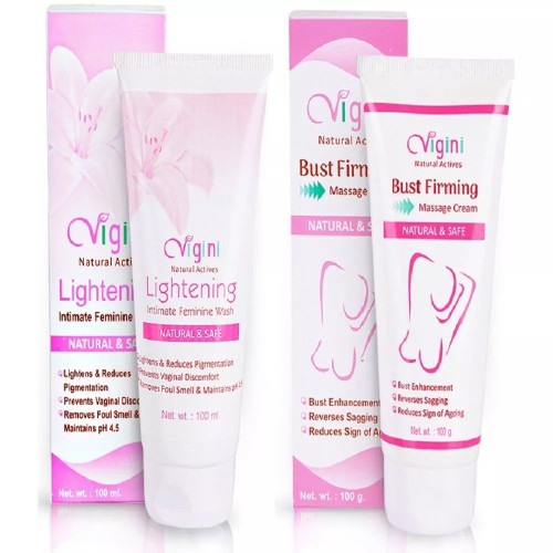 Vigini Bust Firming Massage Cream + Lightening Intimate Feminine Wash (Each 100g) (1Pack)
